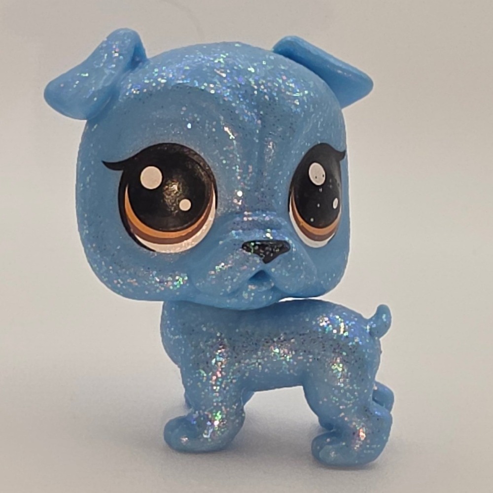 Hasbro Littlest Pet Shop Blue Glitter Glitz Bulldogger Sparkle Pets